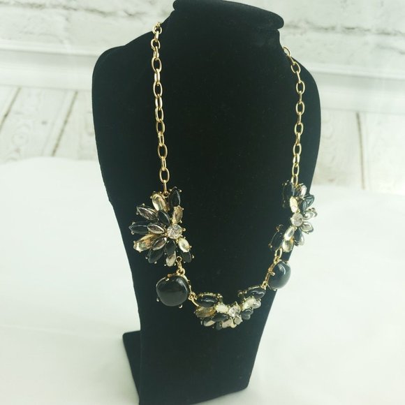 Mode Black Clear Gold Chain Jewelry Ensemble Statement Necklace With Earrings - Picture 4 of 11